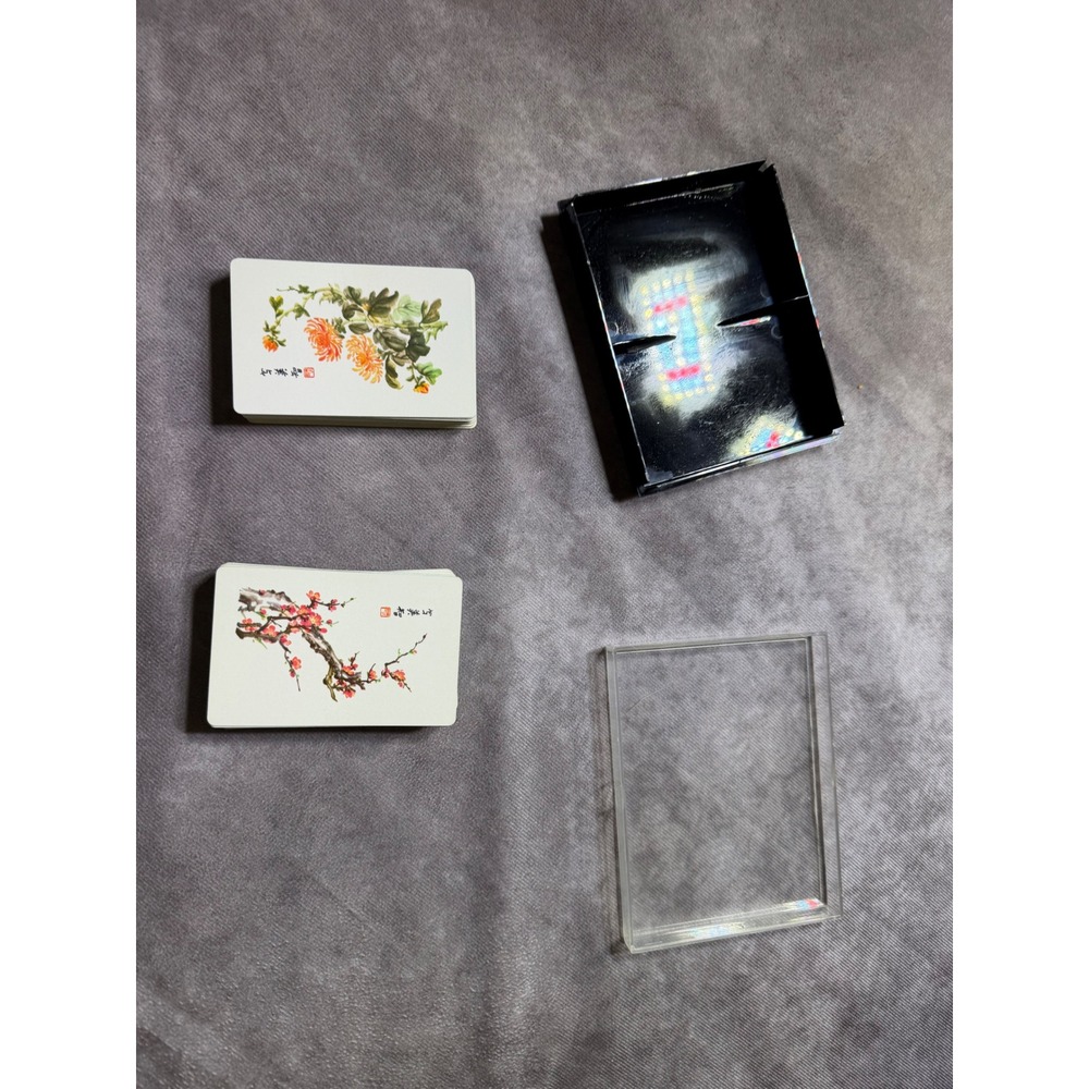 Vintage Japanese Floral Playing Cards Double Deck Set Chrysanthemum CherryBlosso